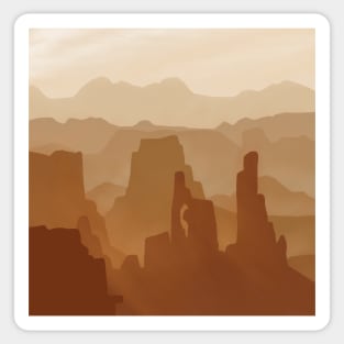 Rocky Desert Minimalistic Landscape Digital Illustration Sticker